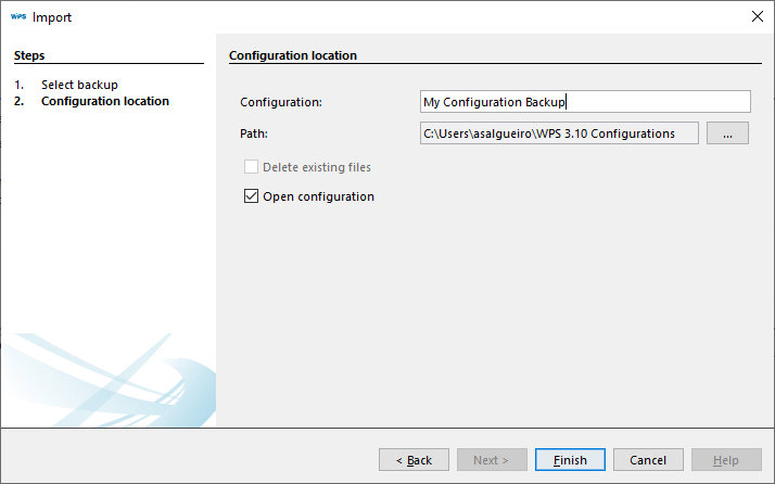 import configuration 2