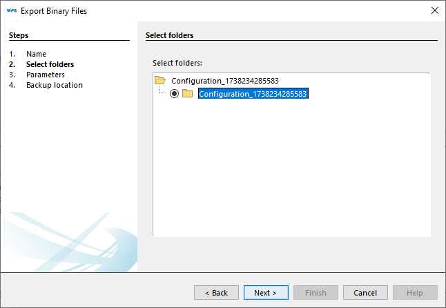 Export Binaries - Resource Selection