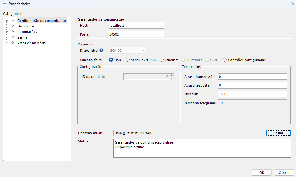 Tela de comunicaçãoção