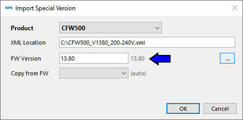 Ajuste da Versão de Firmware Especial