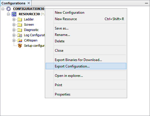 Exportar configuração _ Passo 1