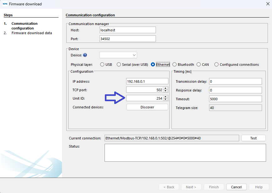 CFW500-CETH2 communication parameter example