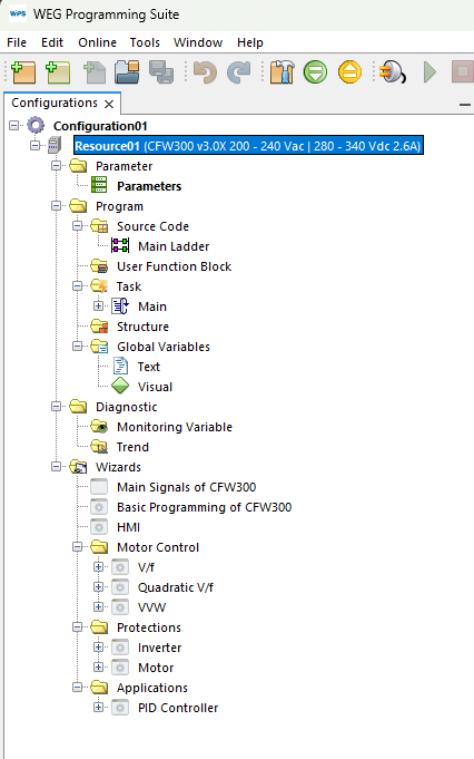 Configuration tree after creation