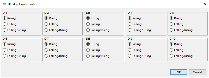 Digital input transition settings