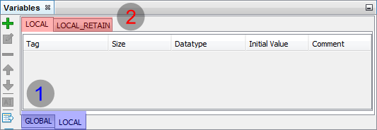 Figura 2 - Editor de Variáveis para o Escopo LOCAL