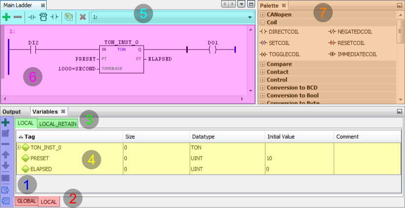 Figura 1 - Área de Trabalho do Editor Ladder do WPS