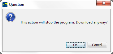 Figure 2: Warning window informing that the program will be stopped