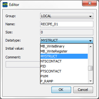 Figura 5 - Criação da variável da estrutura