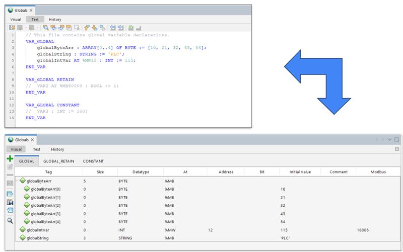 Global Variables in table and text views